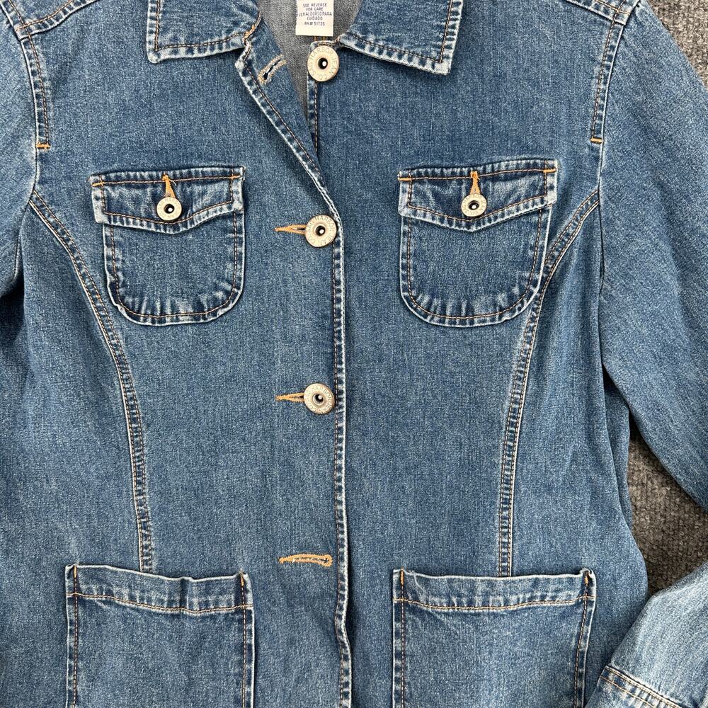 Vintage Y2K Women's Denim Jean Jacket Blazer Style Buttons Sag Harbor Petite L - Picture 5 of 5